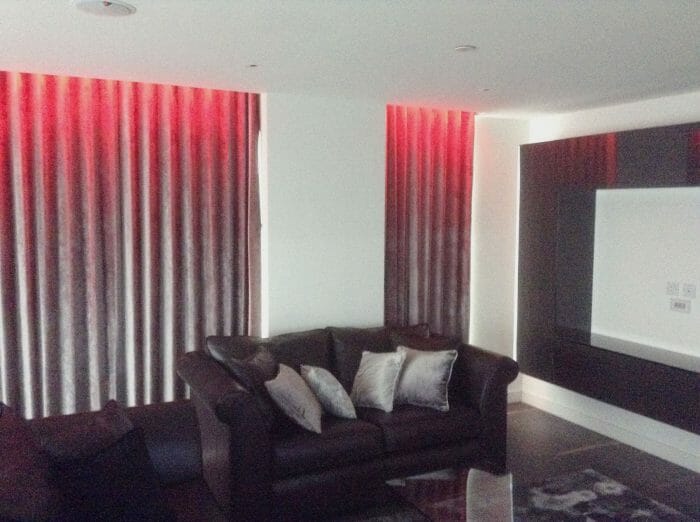 Curtains for the apartment in Wandsworth & Red led lights