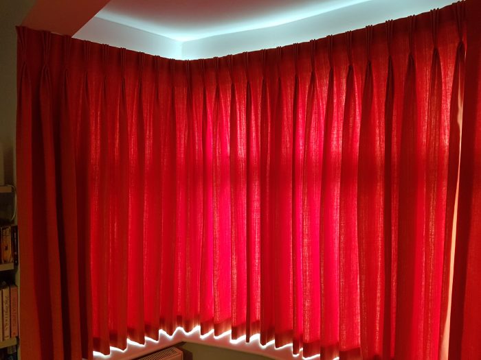 Silent Gliss Corded bay track and Curtains