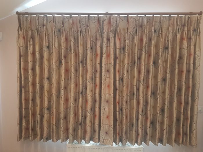 Made to measure double pleat blackout lined curtain to Glider pole