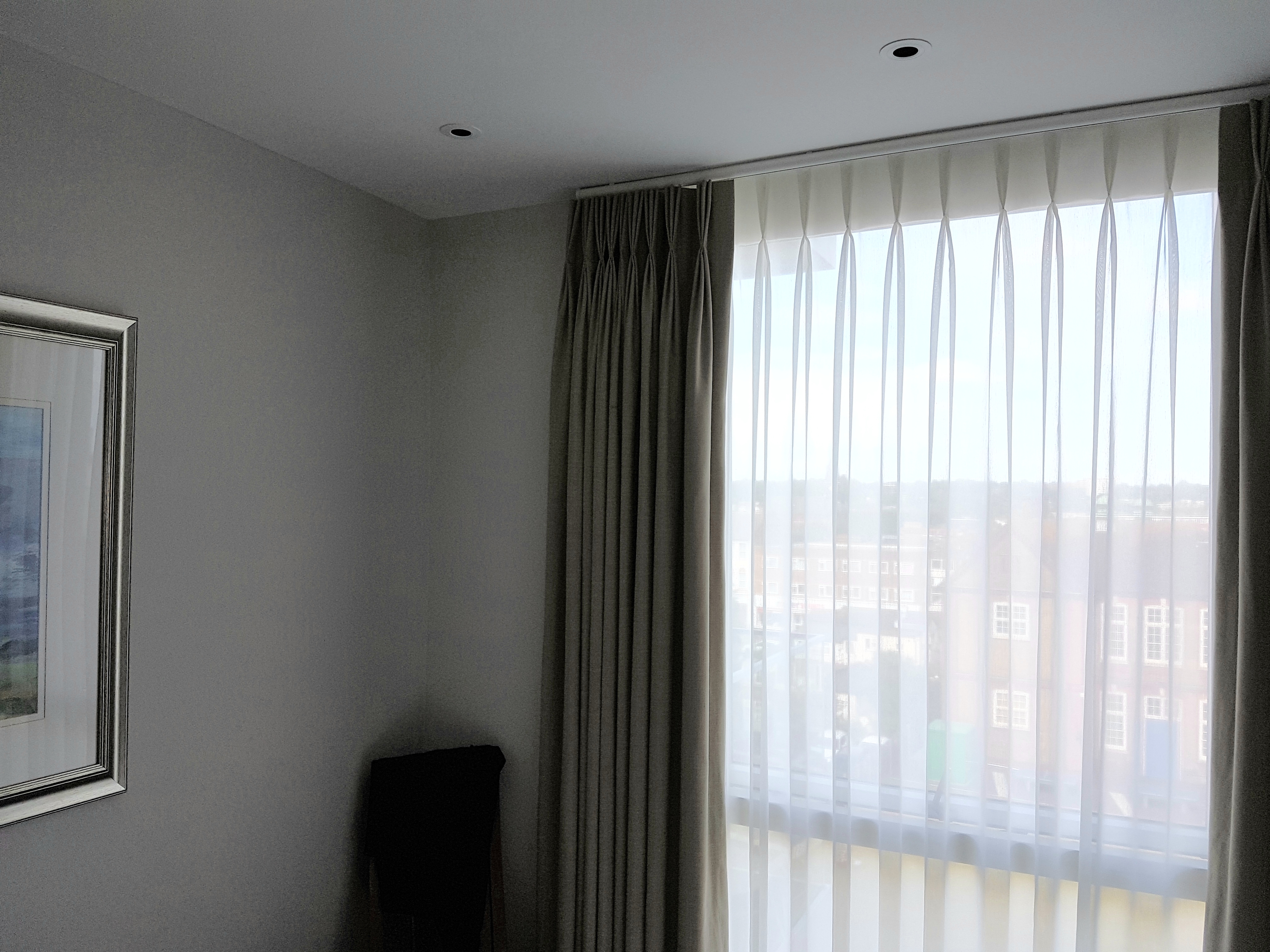Bespoke Curtains, cotton fabric curtains lined and sheer curtains to track and pole
