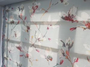bespoke curtains and blinds in botanical print by Romo fabrics