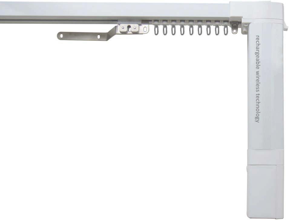 White electric motorised curtain rail battery operated with remote control 